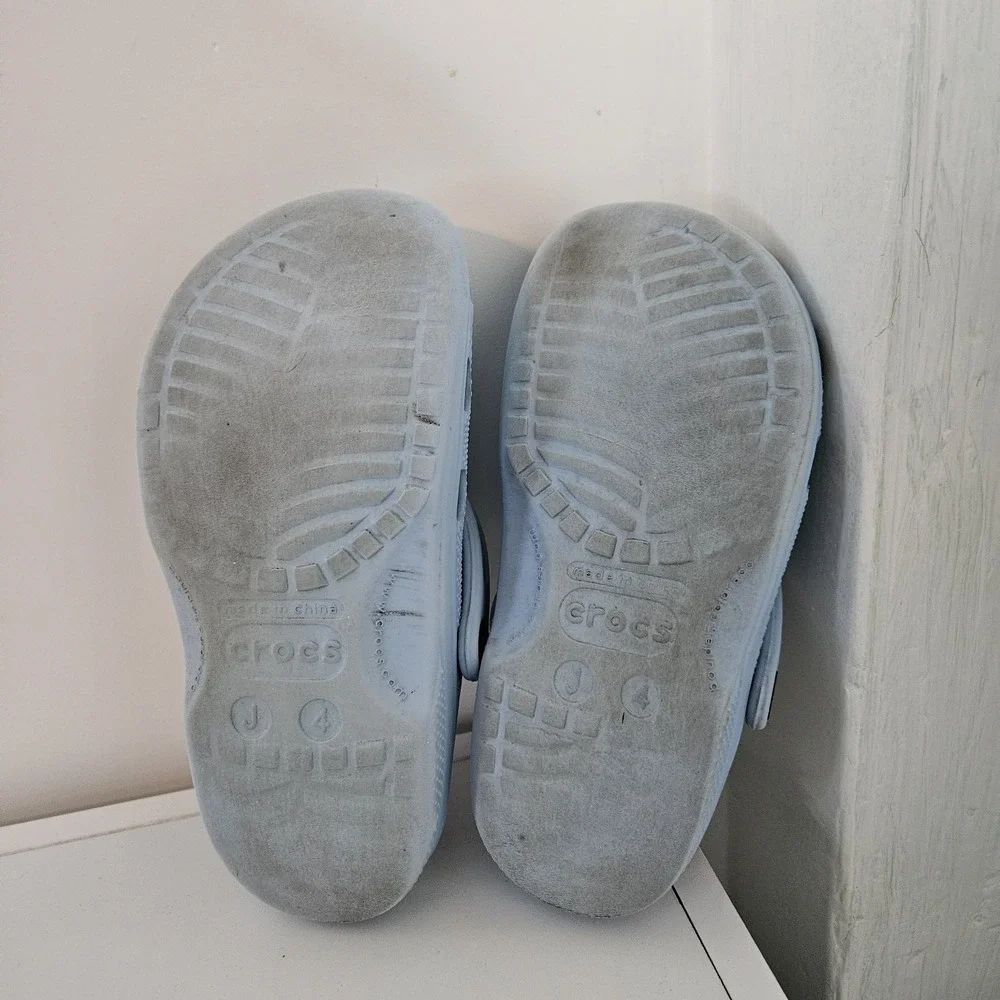 CROCS Kids Light Blue Clog Sandals with Cream Star & Moon Charms